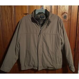 Croft & Barrow XL Mens Coat Brown Double Zip Soft Winter Jacket Faux Layer